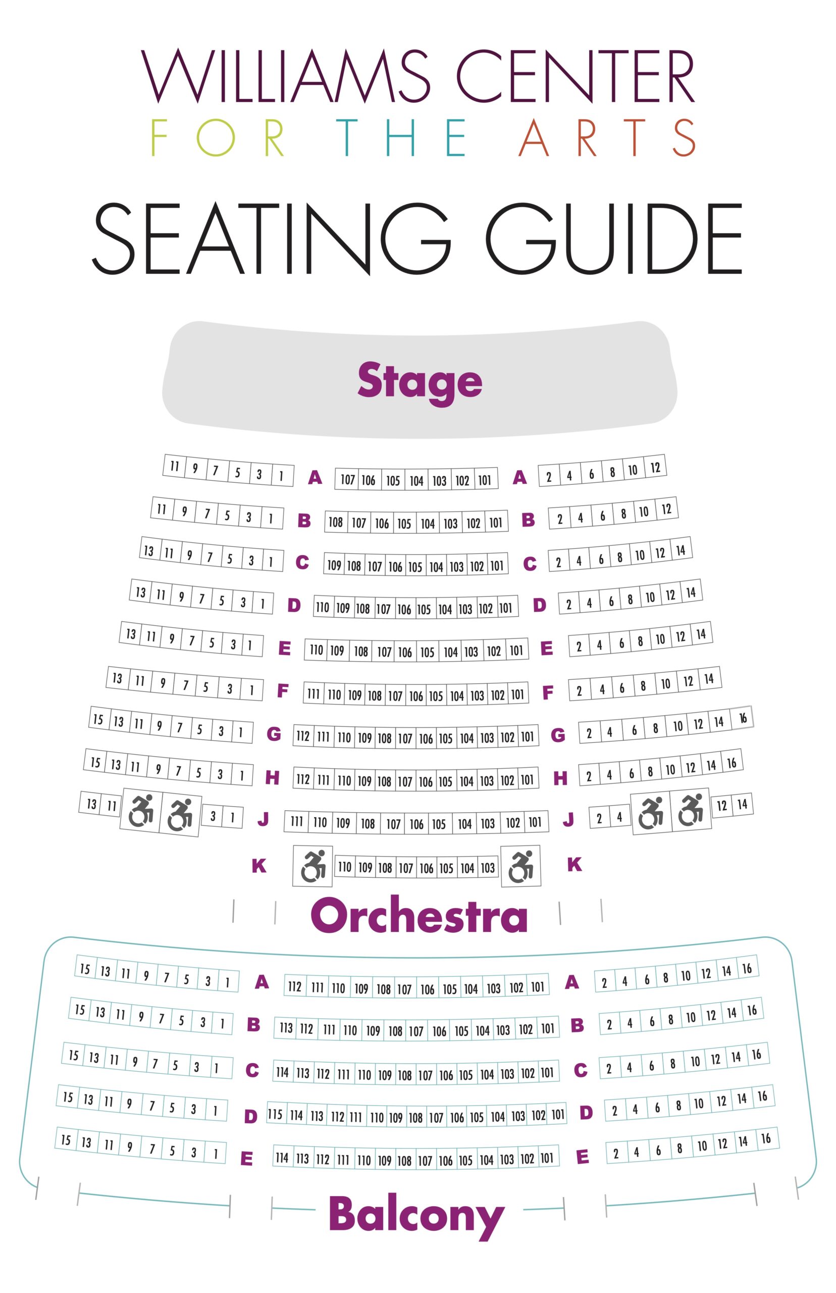 Williams Center for the Arts seating chart